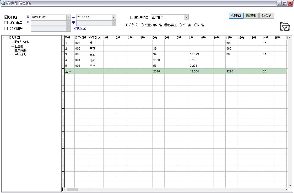 生產計件列表 生產計件列表