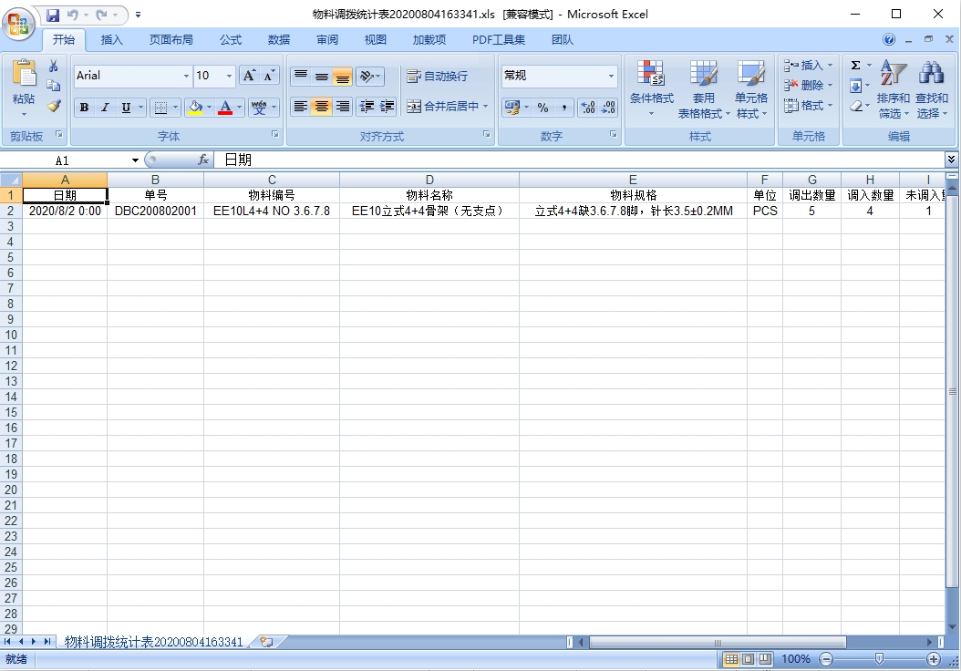 調撥差異統計表 調撥差異統計表