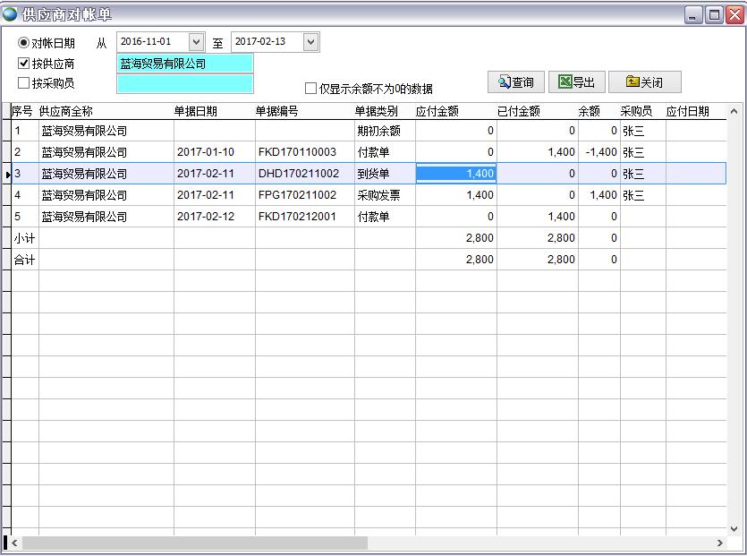 供應(yīng)商對(duì)賬單 供應(yīng)商對(duì)賬單