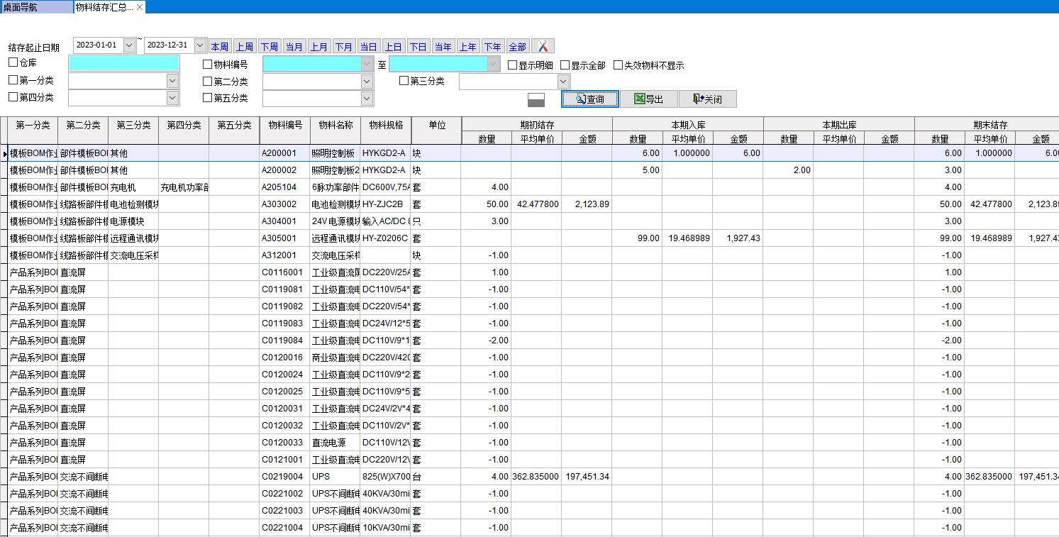 物料結存匯總表 物料結存匯總表